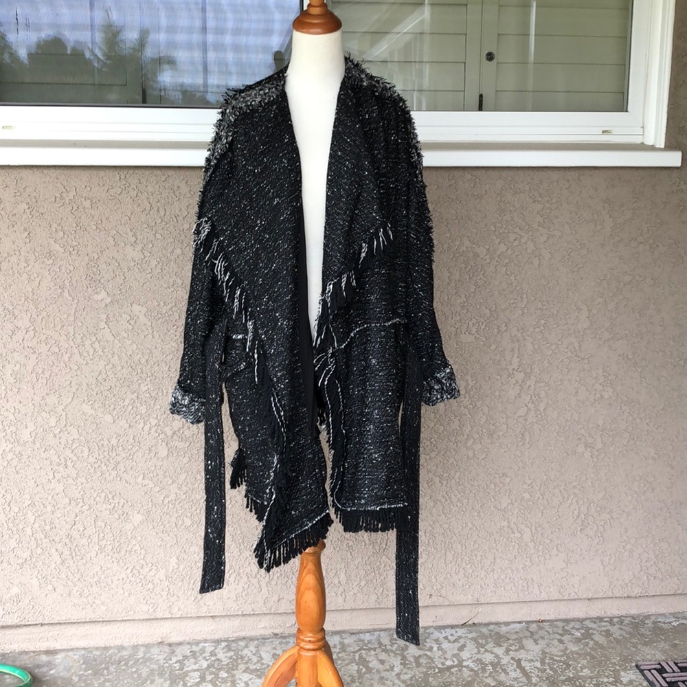 Free People Black/Gray/White Jacket/Sweater